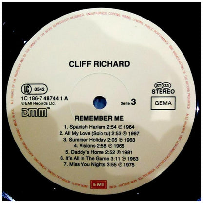 CLIFF RICHARD - REMEMBER ME: CLIFF'S GREATEEST HITS (2LP) | VINILO USADO