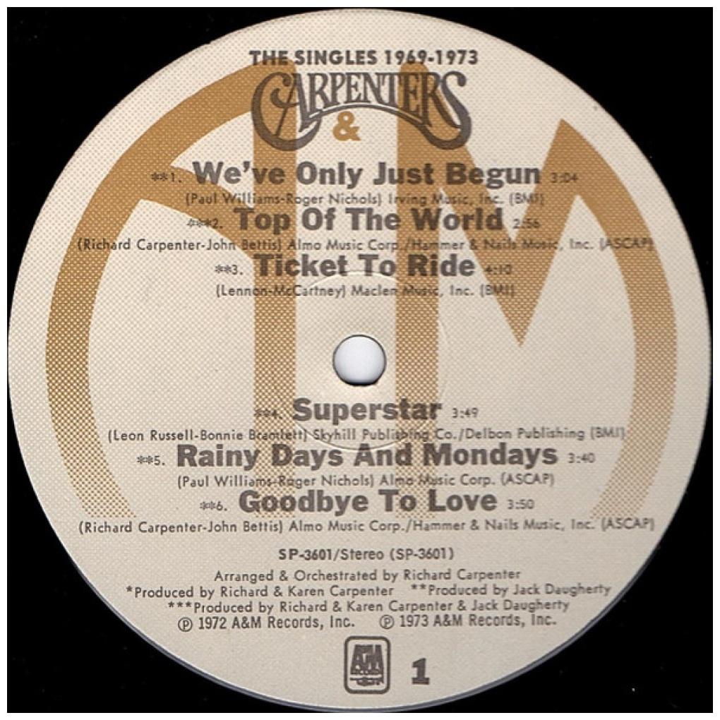CARPENTERS - THE SINGLES 1969-1973 | VINILO USADO