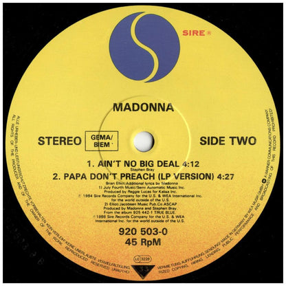 MADONNA - PAPA DON'T PREACH | 12'' MAXI SINGLE USADO